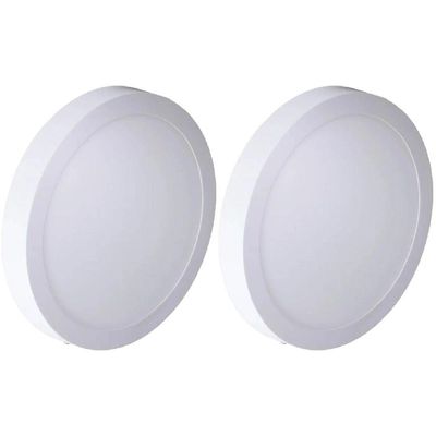 Kit 2 Painel Led 15x15 Redondo Branco Sobrepor 12w 3000k Foxlux