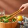 Tigela Bowl Saladeira e Pegador 30cm Pinça Bambu Natural