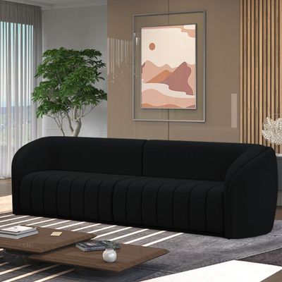 Sofá Decorativo Sala de Estar 332cm Adam 4 Lugares Veludo Preto G45 - Gran Belo