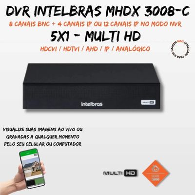 Kit 8 Cameras Segurança Intelbras VHD 3220b+ Microfone Audio Full Color 1080p Dvr Mhdx 3008c 500GB