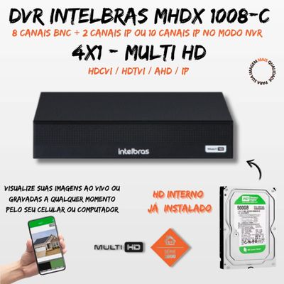 Kit 7 Câmeras Segurança FullColor Colorido Dia e Noite Dvr Intelbras 1008c Hd 500gb