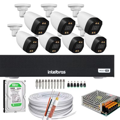 Kit 7 Câmeras Segurança FullColor Colorido Dia e Noite Dvr Intelbras 1008c Hd 500gb
