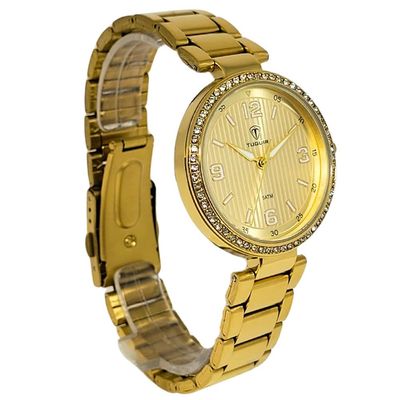 Relógio Tuguir Feminino Ref: Tg30387 Dourado Estojo Porta Jóias