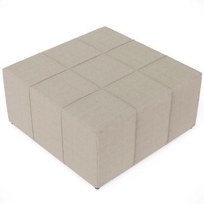 Kit 02 Puffs Decorativos Para Sala de Estar Quadrado Milano 90x90cm W01 Linho Bege - Lyam Decor