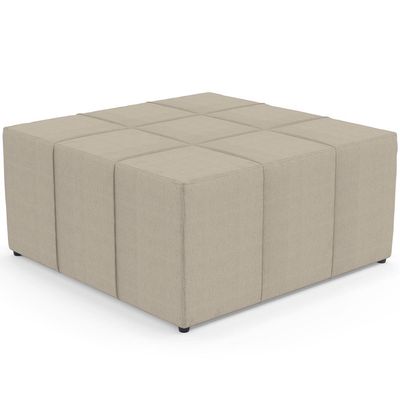 Kit 02 Puffs Decorativos Para Sala de Estar Quadrado Milano 90x90cm W01 Linho Bege - Lyam Decor