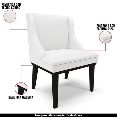 Kit 6 Cadeiras Decorativas Sala de Jantar Base Fixa de Madeira Firenze PU Branco Fosco/Preto G19 - Gran Belo