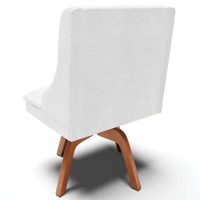 Kit 4 Cadeiras Decorativas Sala de Jantar Base Giratória de Madeira Firenze PU Branco Brilho/Natural G19 - Gran Belo