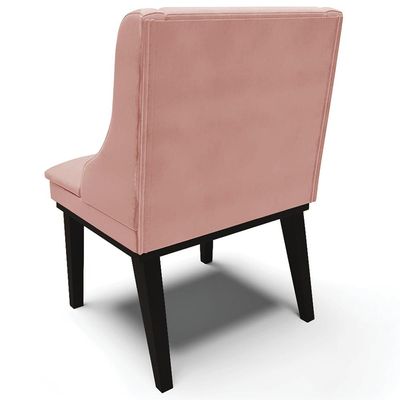 Kit 3 Cadeiras Decorativas Sala de Jantar Base Fixa de Madeira Firenze Veludo Rosê/Preto G19 - Gran Belo