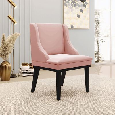 Kit 3 Cadeiras Decorativas Sala de Jantar Base Fixa de Madeira Firenze Veludo Rosê/Preto G19 - Gran Belo