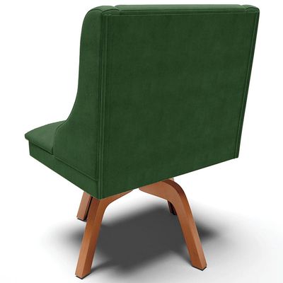 Kit 2 Cadeiras Decorativas Sala de Jantar Base Giratória de Madeira Firenze Suede Verde Esmeralda/Natural G19 - Gran Belo