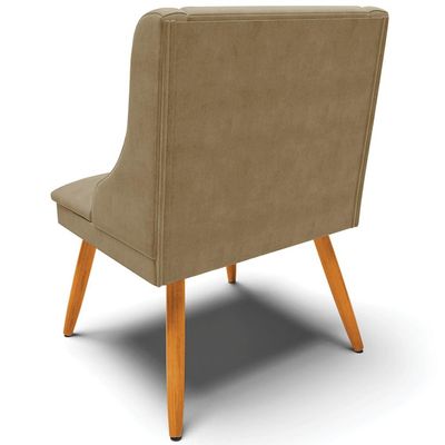 Kit 3 Cadeiras Decorativas Sala de Jantar Pés Palito de Madeira Firenze Suede Nude/Natural G19 - Gran Belo