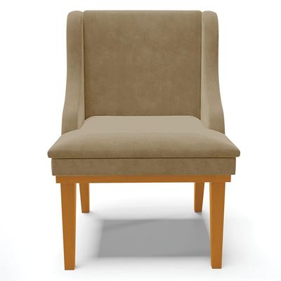 Kit 2 Cadeiras Decorativas Sala de Jantar Base Fixa de Madeira Firenze Suede Nude/Castanho G19 - Gran Belo