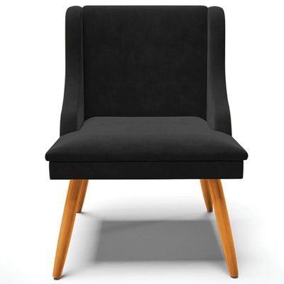 Kit 2 Cadeiras Decorativas Sala de Jantar Pés Palito de Madeira Firenze Suede Preto/Natural G19 - Gran Belo
