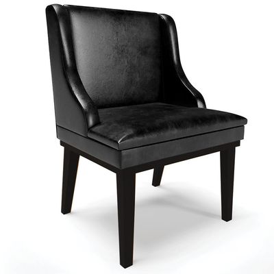Cadeira Decorativa Sala de Jantar Base Fixa de Madeira Firenze PU Preto Brilho G19 - Gran Belo