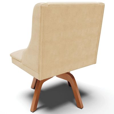 Cadeira Decorativa Sala de Jantar Base Giratória de Madeira Firenze Suede Bege/Natural G19 - Gran Belo