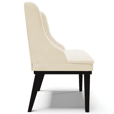 Cadeira Decorativa Sala de Jantar Base Fixa de Madeira Firenze Veludo Bege/Preto G19 - Gran Belo