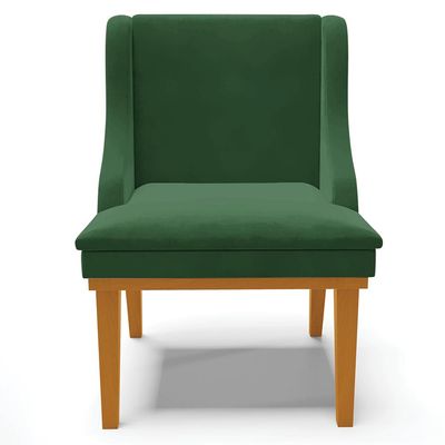 Cadeira Decorativa Sala de Jantar Base Fixa de Madeira Firenze Veludo Verde Esmeralda/Castanho G19 - Gran Belo