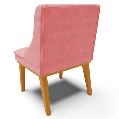 Cadeira Decorativa Sala de Jantar Base Fixa de Madeira Firenze Suede Rose/Castanho G19 - Gran Belo