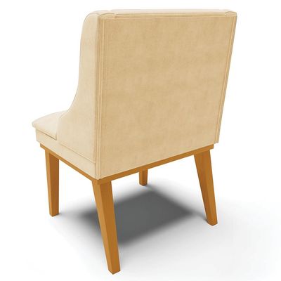 Cadeira Decorativa Sala de Jantar Base Fixa de Madeira Firenze Suede Bege/Castanho G19 - Gran Belo