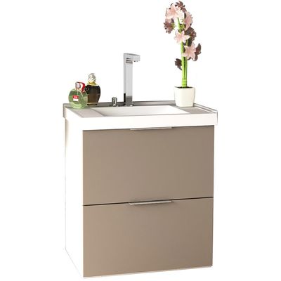 Armário Balcão Gabinete Para Banheiro 60cm Com 03 Gavetas Pietra B06 Gianduia Brilho - Lyam Decor