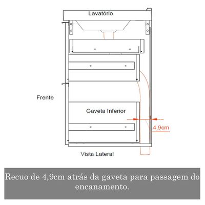 Armário Balcão Gabinete Para Banheiro 60cm Com 03 Gavetas Pietra B06 Gianduia Brilho - Lyam Decor