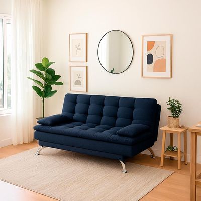 Sofá-Cama Casal 3 Lugares Premium Linho Azul Marinho
