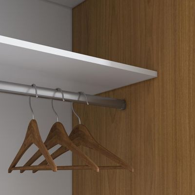 Guarda Roupa Solteiro Freijó Natural Espelho 2 Portas de Correr 120x59,8x235cm RC2005 Emovell
