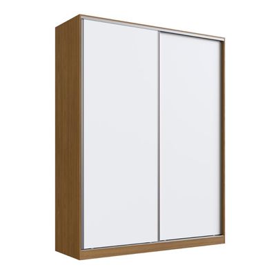 Guarda Roupa Solteiro 183x59,8x235cm 2 Portas 3 Gavetas Freijó Natural Branco RC 2003 Emovell