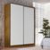 Guarda Roupa Solteiro 183x59,8x235cm 2 Portas 3 Gavetas Freijó Natural Branco RC 2003 Emovell