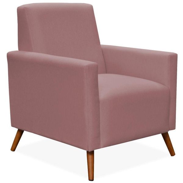 Poltrona Decorativa Para Sala de Estar Pés Palito Liz P02 Suede Rosê - Lyam Decor