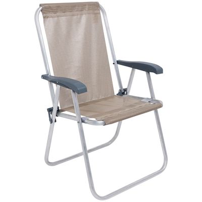 Cadeira de Praia Relax Comfort Alta em Alumínio Bege Bel Único
