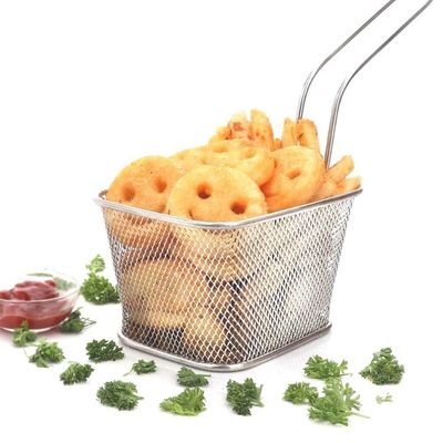 Mini Cesto Frituras Inox Batata Frita Rustica Frango Servir Porcoes Aperitivos Churros Multiuso Mesa Lanchonete Restaura