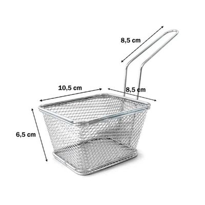 Mini Cesto Frituras Inox Batata Frita Rustica Frango Servir Porcoes Aperitivos Churros Multiuso Mesa Lanchonete Restaura