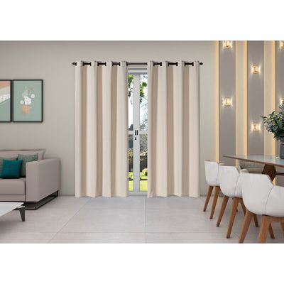 Cortina Isa Varão Tecido Oxford 4,00m x 2,50m p/ Janela Sala Quarto - Avelã