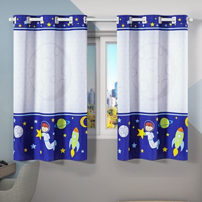 Cortina Kids Infantil Varão Tecido Oxford 2,00m X 1,30m - Astronauta Azul