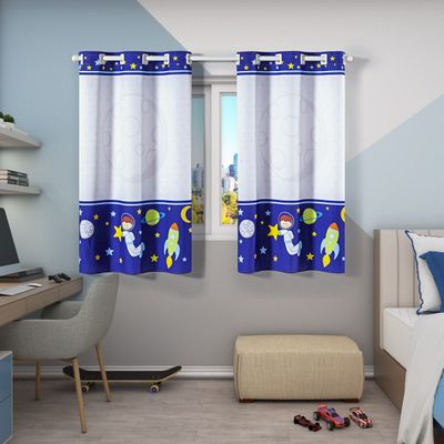 Cortina Kids Infantil Varão Tecido Oxford 2,00m X 1,30m - Astronauta Azul