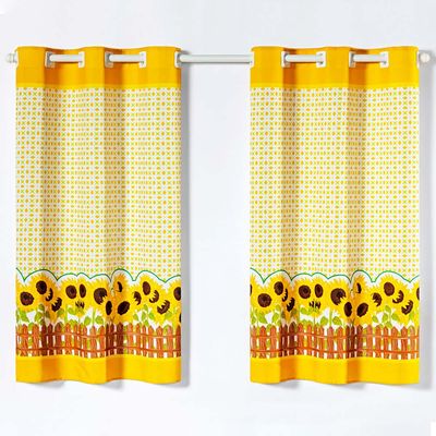 Cortina Gourmet Varão Cozinha Tecido Oxford 2,00m X 1,30m - Girassol Amarelo