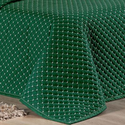 Kit Cobre Leito Vênus Queen Dupla Face Micropercal 200 Fios Liso 3 Peças - Verde Esmeralda
