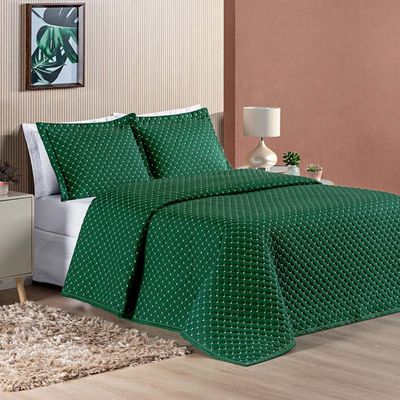 Kit Cobre Leito Vênus Queen Dupla Face Micropercal 200 Fios Liso 3 Peças - Verde Esmeralda