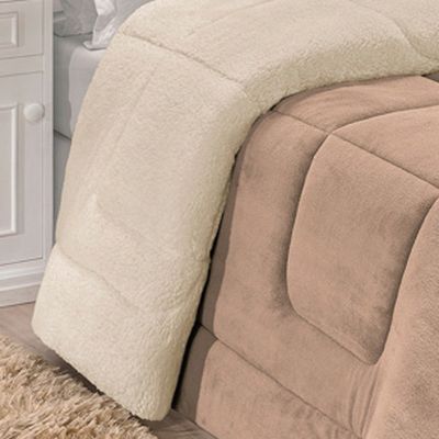 Coberdrom Robust Queen Manta Soft Sherpa Lã de Carneiro Pesado Grosso 1 Peça - Bege