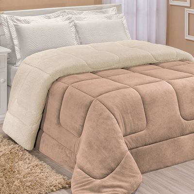 Coberdrom Robust Queen Manta Soft Sherpa Lã de Carneiro Pesado Grosso 1 Peça - Bege