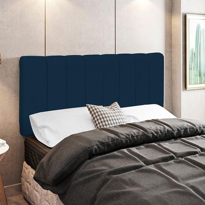 Cabeceira Cama Box Painel Casal Queen 160 cm Dubai W01 Suede Azul Marinho - Lyam Decor