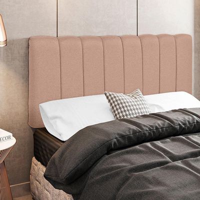 Cabeceira Cama Box Painel Solteiro 100 cm Dubai W01 Linho Rosê  - Lyam Decor
