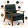 Poltrona Decorativa Para Sala de Estar Encosto Ripado Emília B04 Linho Verde Musgo - Lyam Decor