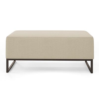 Kit 02 Puffs Decorativo Para Sala de Estar Cléo W01 Base Ferro 90 cm Linho Champagne - Lyam Decor