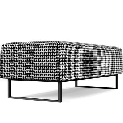 Kit 02 Puffs Decorativo Sala de Estar Bali W01 Base Ferro 120x50 cm Suede Pied Poule - Lyam Decor