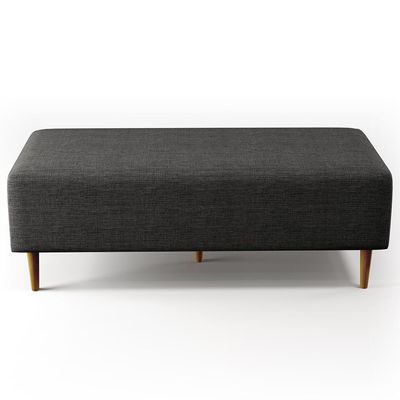 Kit 02 Puffs Decorativos Sala de Estar Bali W01 Pés Palito 120x50 cm Linho Cinza Escuro - Lyam Decor
