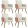 Kit 04 Poltronas Decorativa Maria W01 Pés Palito Linho Champagne Couríssimo Camel - Lyam Decor