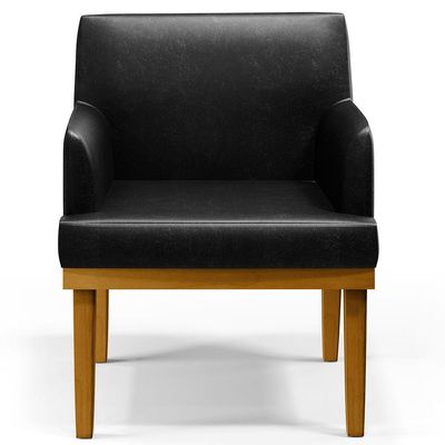 Kit 2 Poltronas Decorativas Para Sala De Estar E Recepção Beatriz W01 Couríssimo Preto - Lyam Decor