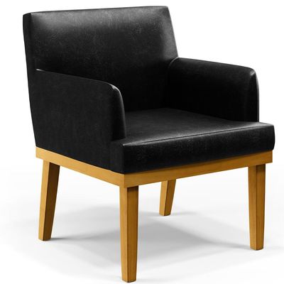 Kit 2 Poltronas Decorativas Para Sala De Estar E Recepção Beatriz W01 Couríssimo Preto - Lyam Decor